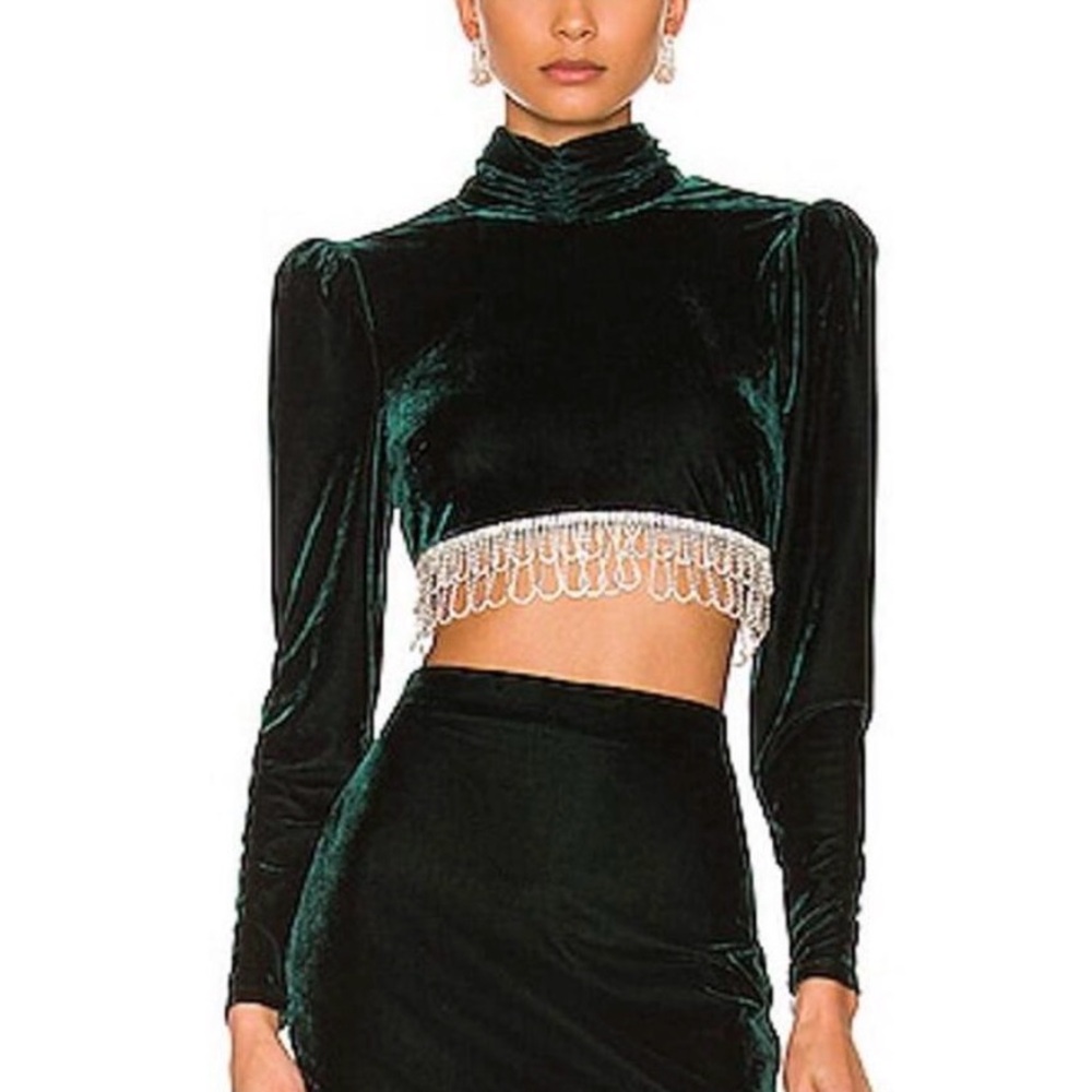 NEW Camila Coelho Aliah Cropped Top / Emerald Green / Small
